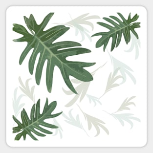 Autumn fall green greenvibes on white tropical palm leaves Magnet